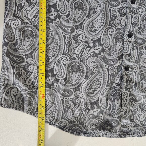 Tasso Elba Shirt Mens Large Gray Paisley Long Sleeve Button Up FLAWS - Picture 5 of 13